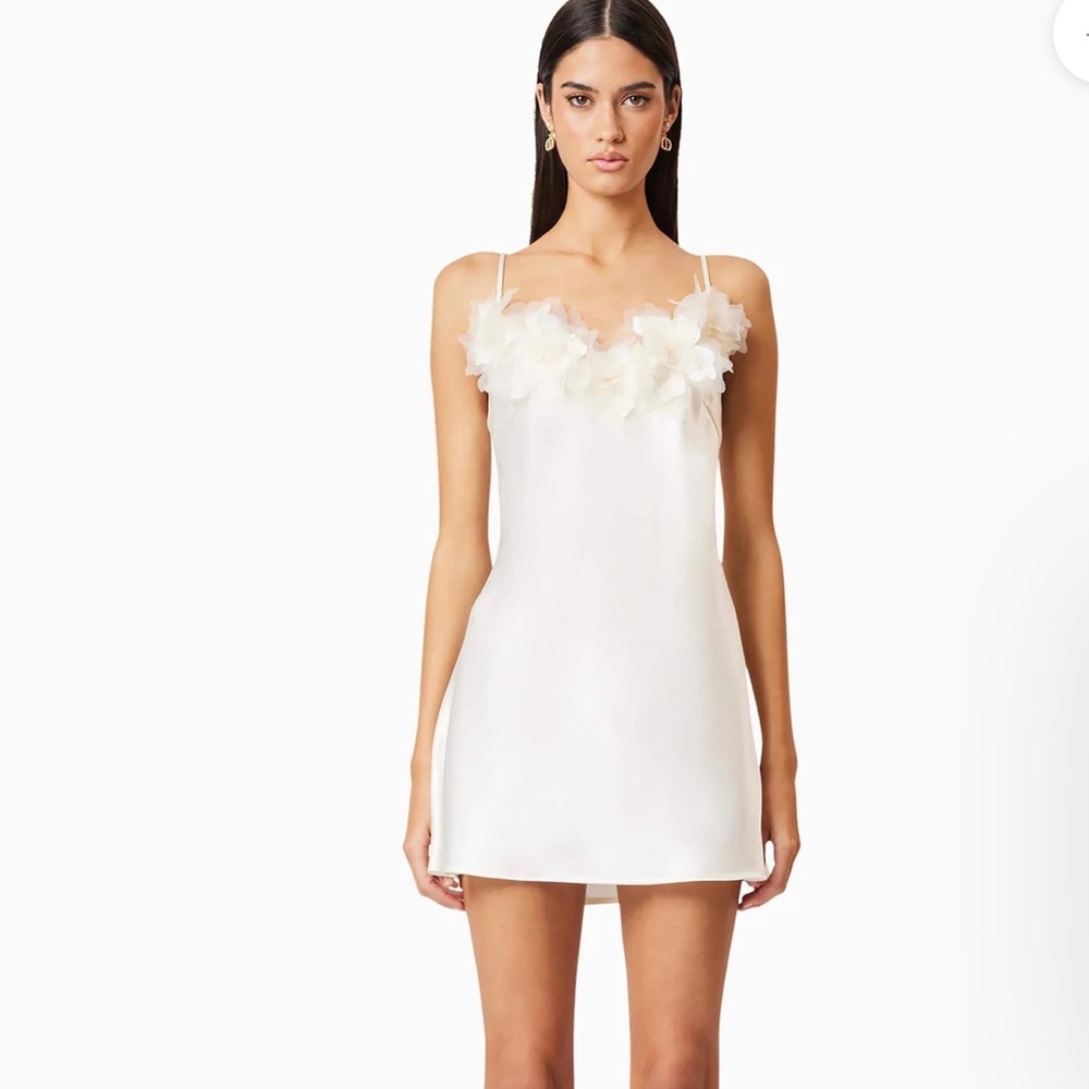 Elliatt Ivory Floral Appliqué Mini Dress